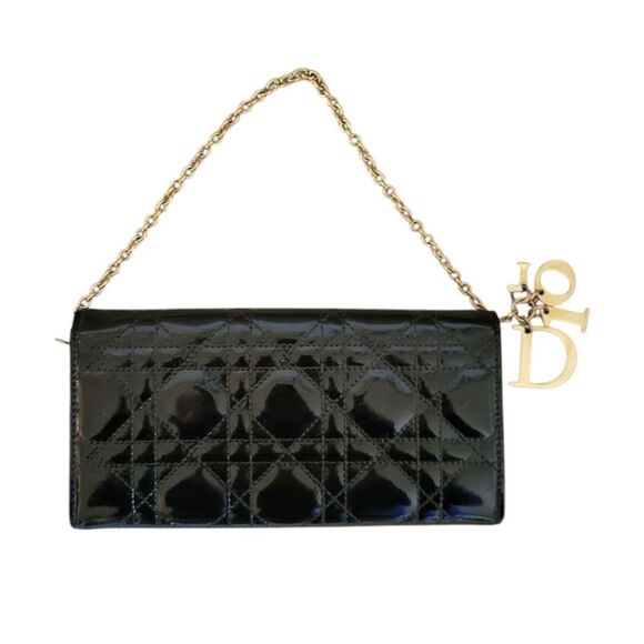 DIOR/ChristianDior Lady Dior  Wallet On Chain Patent Leather Black - Picture 2 of 16